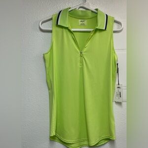Jofit -Sleeveless Rib Collar Cutaway Key Lime Polo